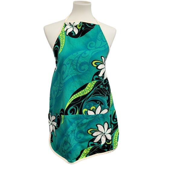 Local Design Made In Hawaii Womens Reversible Floral Craft Apron w Pockets - Picture 2 of 8